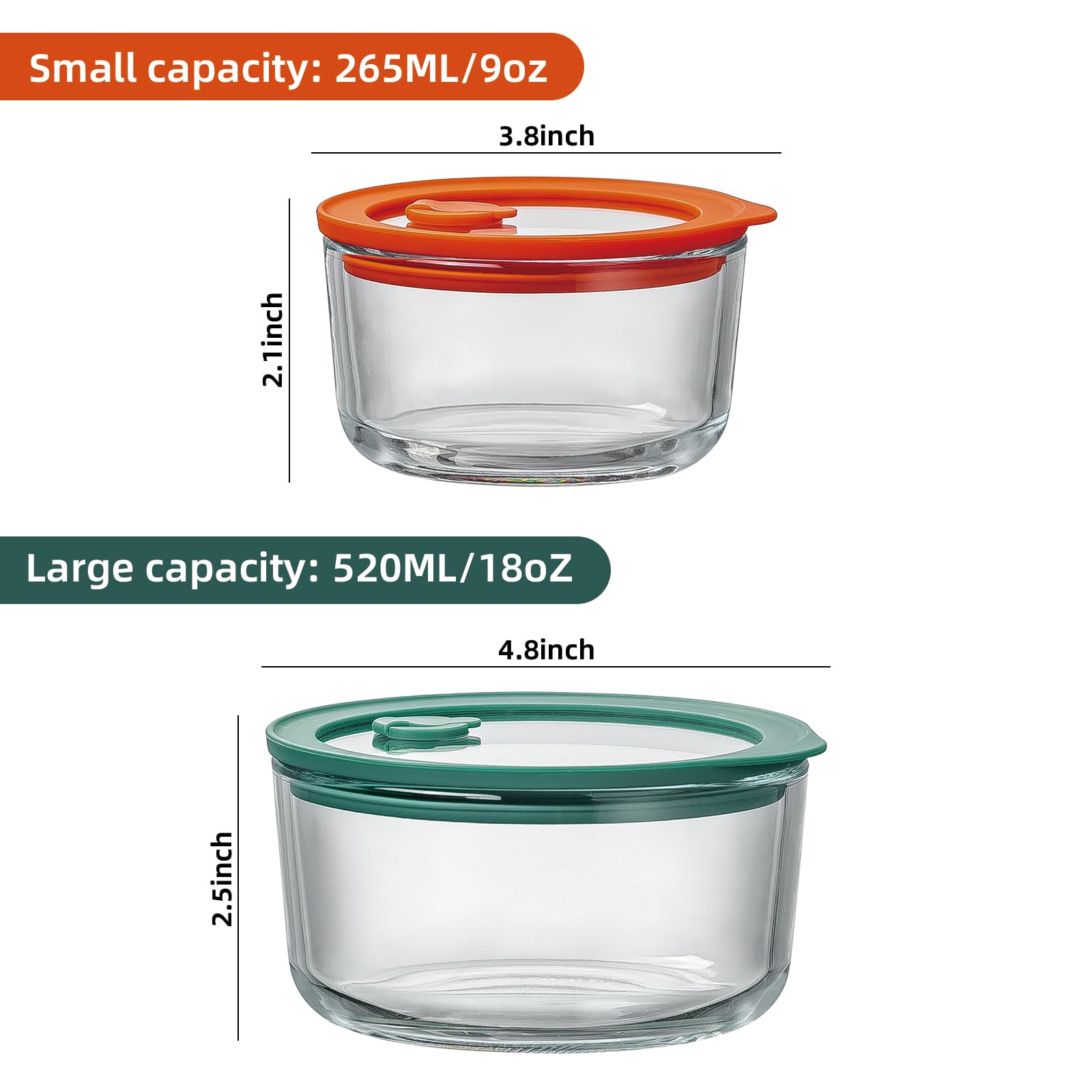 Wissy&Konny 2 tazas con contenedor de vidrio y tapa segura para porciones.