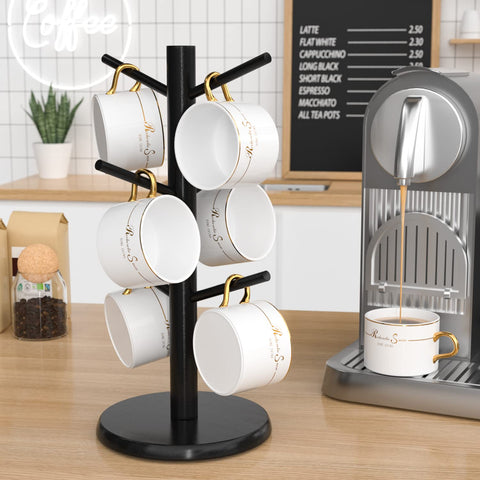 Arbol porta-tazas Wisuce negro con base gruesa para estabilidad diaria.