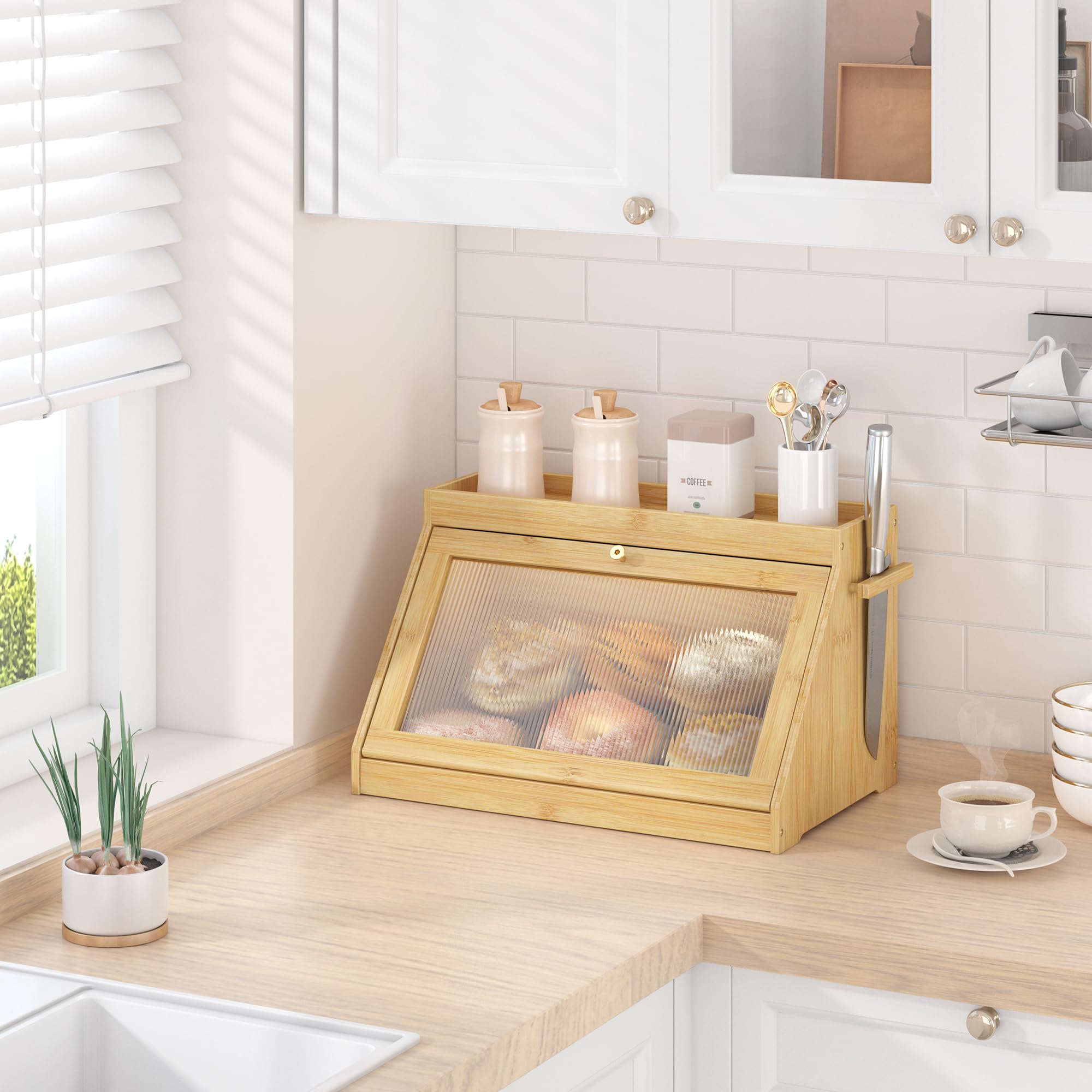 Wisuce Essentials puerta acrílica ondulada transparente facilita ver el contenido sin abrir.