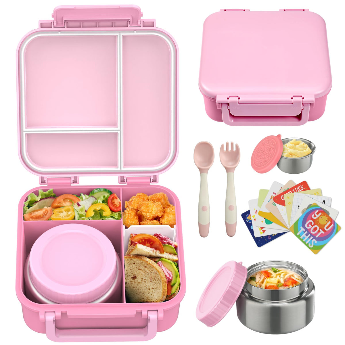 La caja wiwens para niños con 4 compartimentos mantiene almuerzos organizados y frescos.