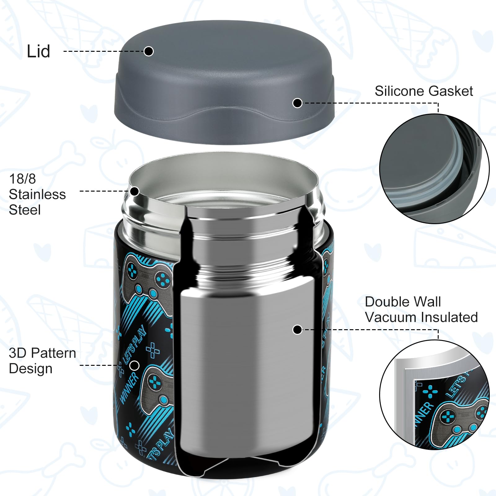 wiwens jarra termo para sopa, diseño práctico para mochilas
