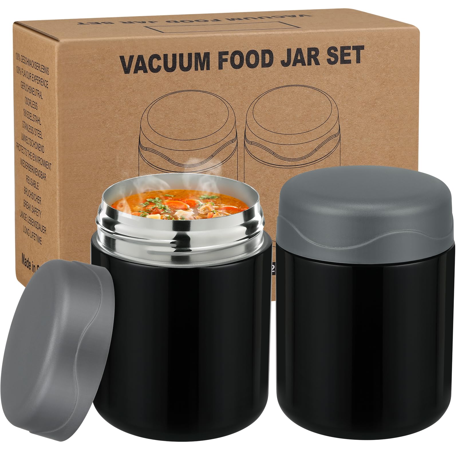 wiwens jarras de alimentos aisladas 12oz para almuerzo escolar caliente