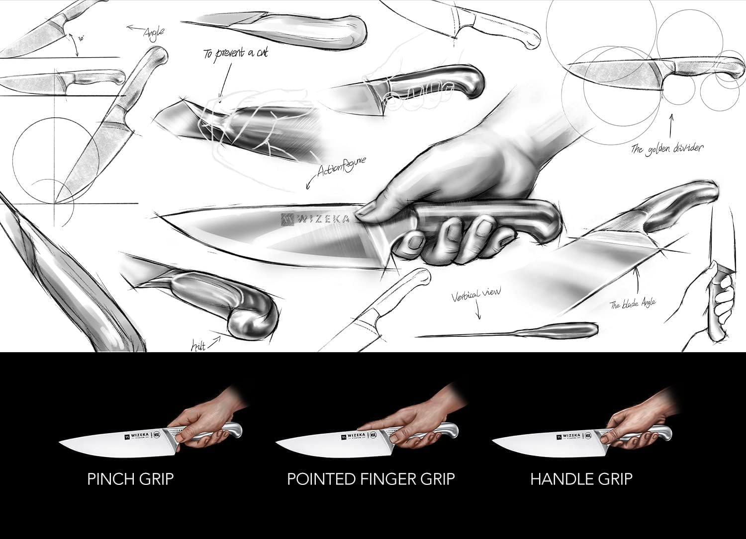 Cuchillo pan WIZEKA de 8 pulgadas, rebanadas limpias y rápidas.