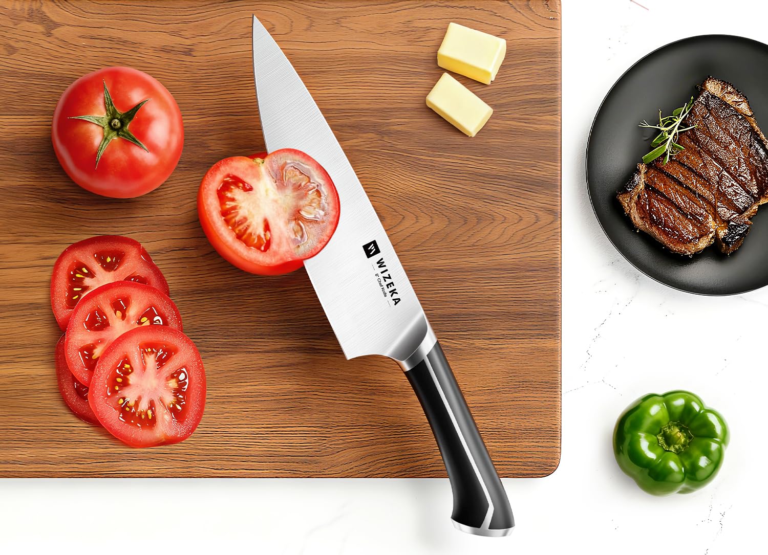 Cuchillo rebanar WIZEKA 8 pulgadas ideal para filetear y cortar