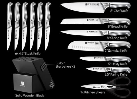 Cuchillo santoku WIZEKA de 7 pulgadas, precisión en verduras y carne.