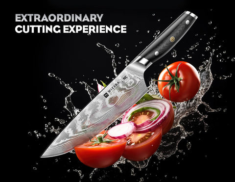 Cuchillo Santoku Damascus de WIZEKA de 7 pulgadas, versátil para picar y rebanar