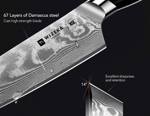 Cuchillo auxiliar Damascus de WIZEKA 5,5 pulgadas para detalles y recortes