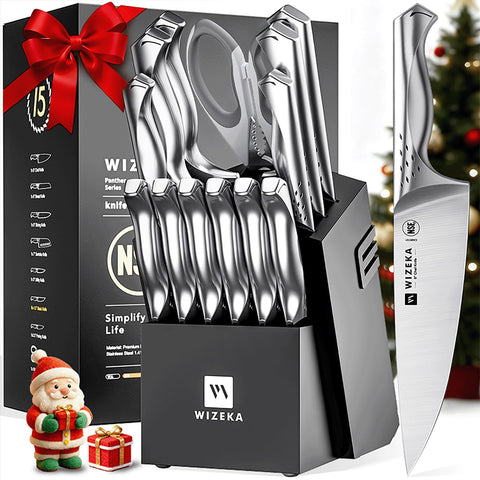 Cuchillo chef WIZEKA Jaguar Series de 8 pulgadas, corte preciso para preparaciones diarias.