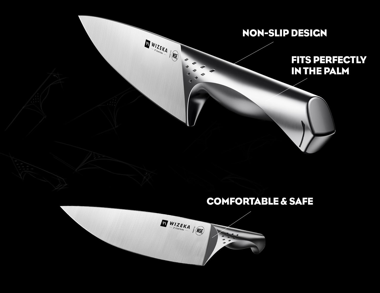 Cuchillo santoku WIZEKA Jaguar Series de 7 pulgadas, versátil para verduras y carnes.