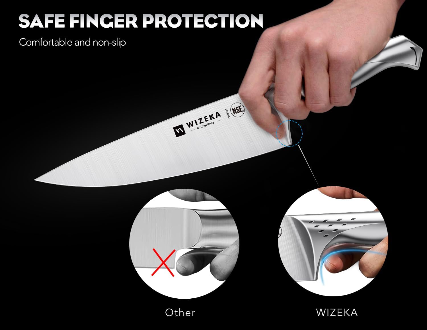 Cuchillo utilitario WIZEKA Jaguar Series de 5 pulgadas para cortes pequeños.
