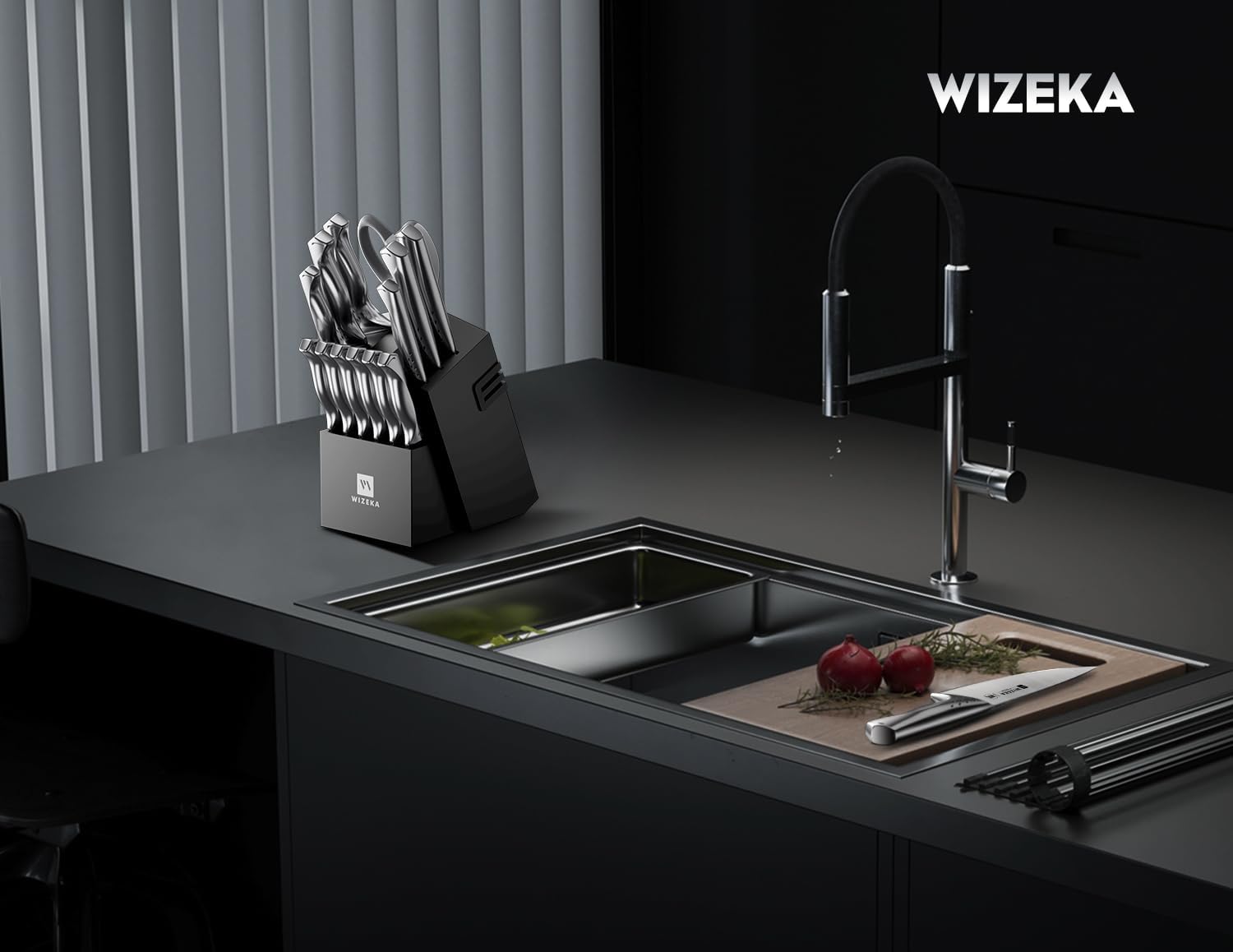 Conjunto de 6 cuchillos de carne serrados de 4,5 pulgadas de WIZEKA Jaguar Series para cortes precisos.