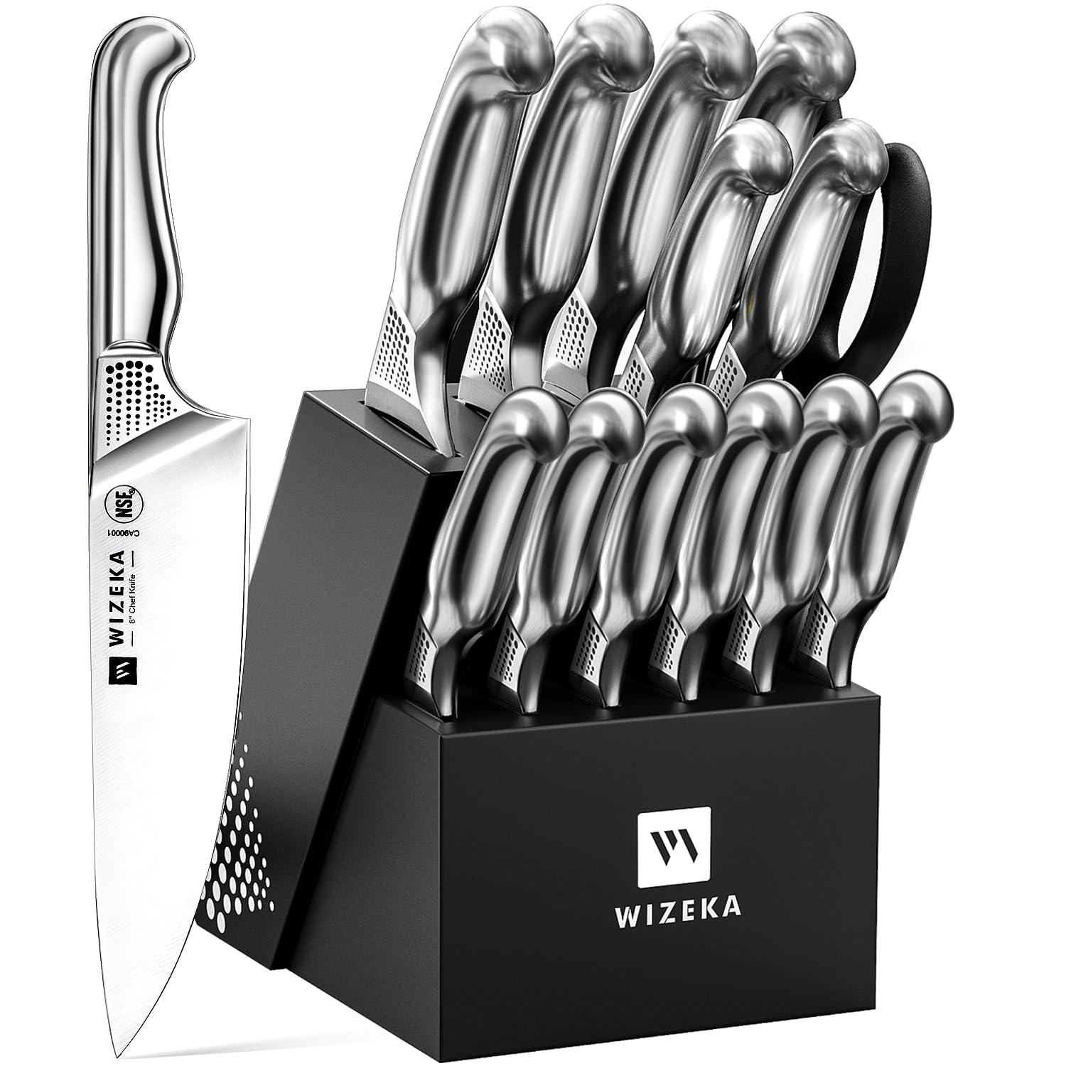 Conjunto WIZEKA en bloque para cocina, diseño elegante y seguro.
