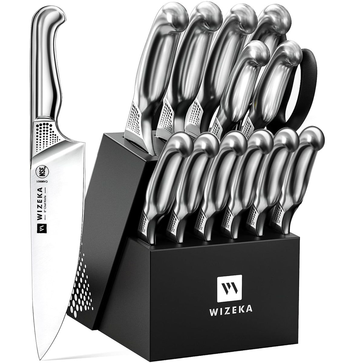 Conjunto WIZEKA en bloque para cocina, diseño elegante y seguro.