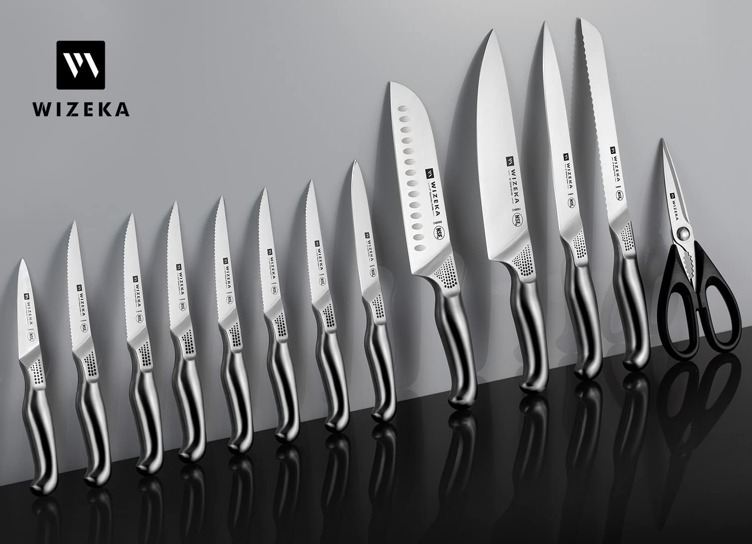 Tijeras de cocina WIZEKA incluidas, recortes limpios y eficiencia en la cocina.