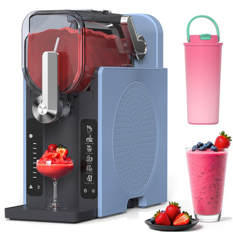 WIZAURA slushie en vista frontal azul, ideal para bebidas caseras rápidas