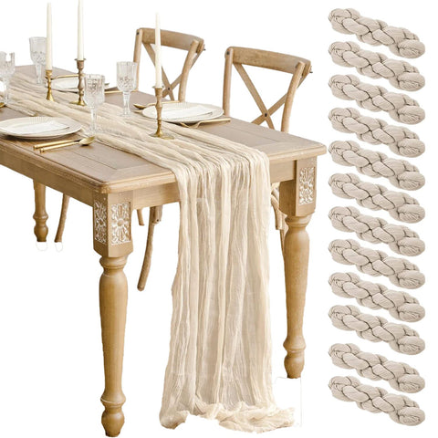 Mantel de gasa beige de WJWHQ para mesa de 10 pies, elegante y práctico.