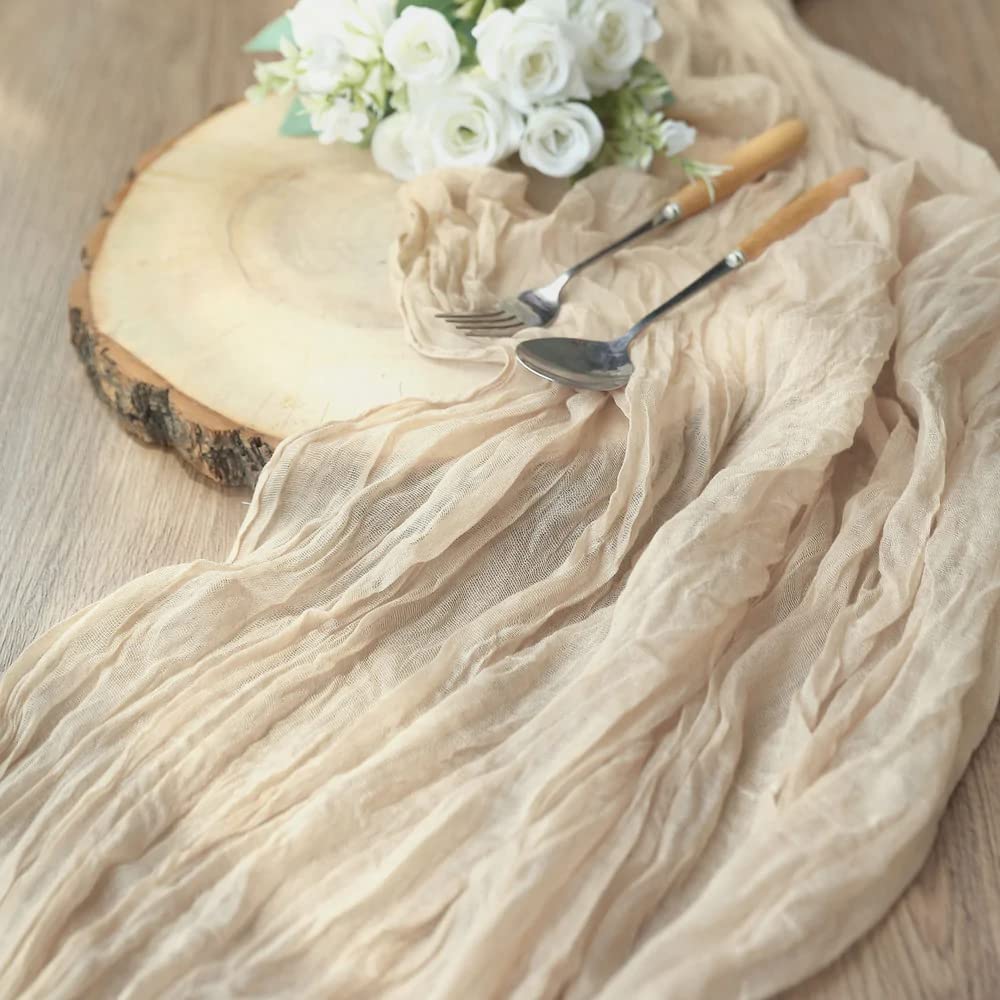 Mantel gasa beige WJWHQ para banquetes y cenas formales.
