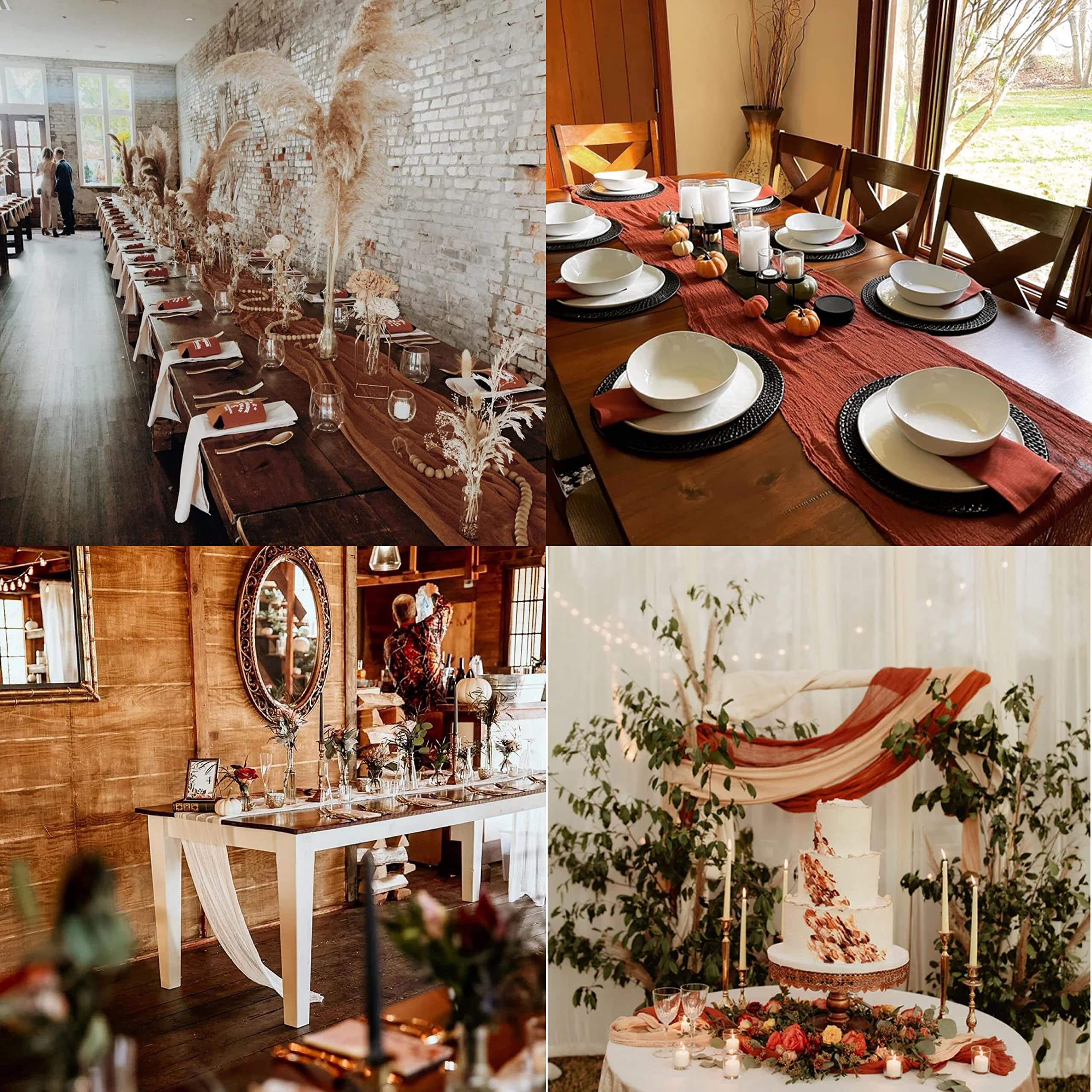 Decoración de mesa con mantel gasa beige WJWHQ para cualquier ambiente.