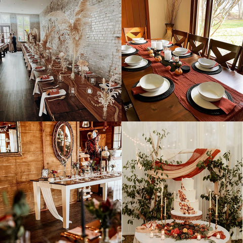 Decoración de mesa con mantel gasa beige WJWHQ para cualquier ambiente.