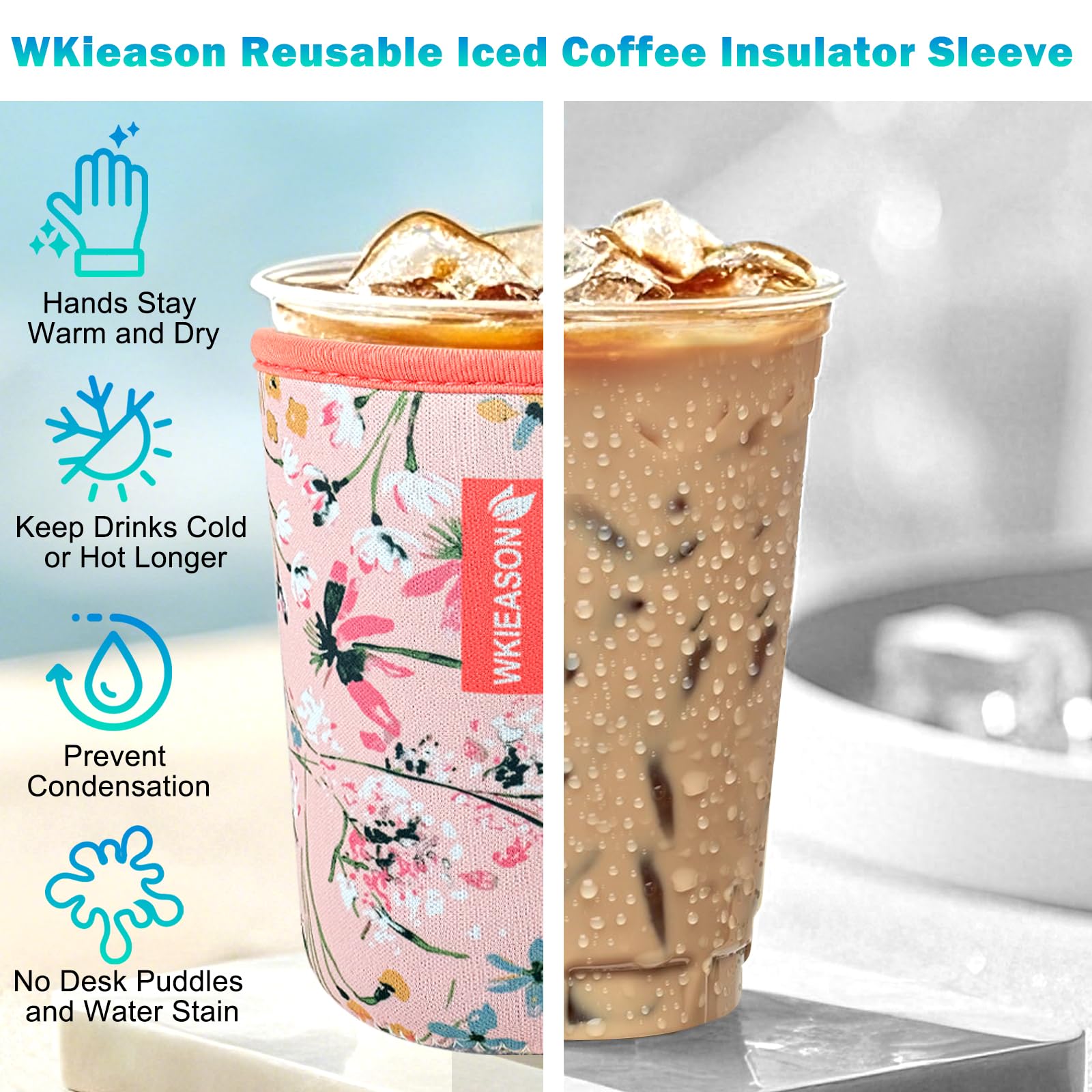 WK IEASON manga aislante para 32 oz, diseño espacioso y cómodo de sujetar.