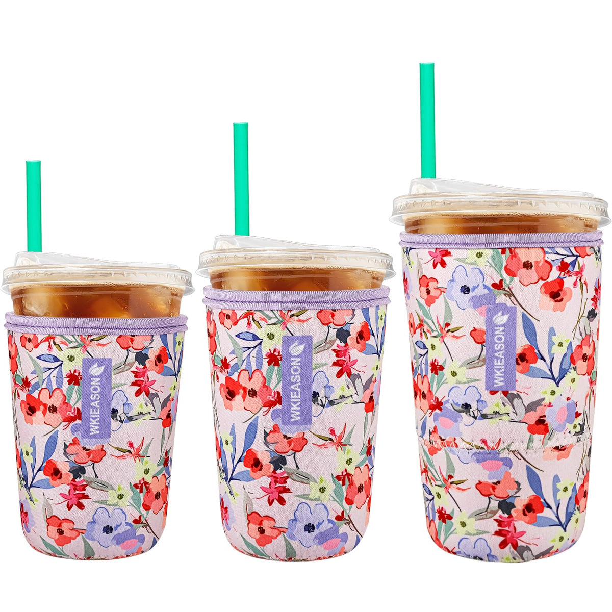 WK IEASON funda aislante flor roja para taza 16oz protege manos y evita condensación