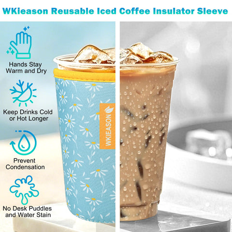Funda WK IEASON para café frío, tamaño grande, mantiene la bebida aislada y limpia.