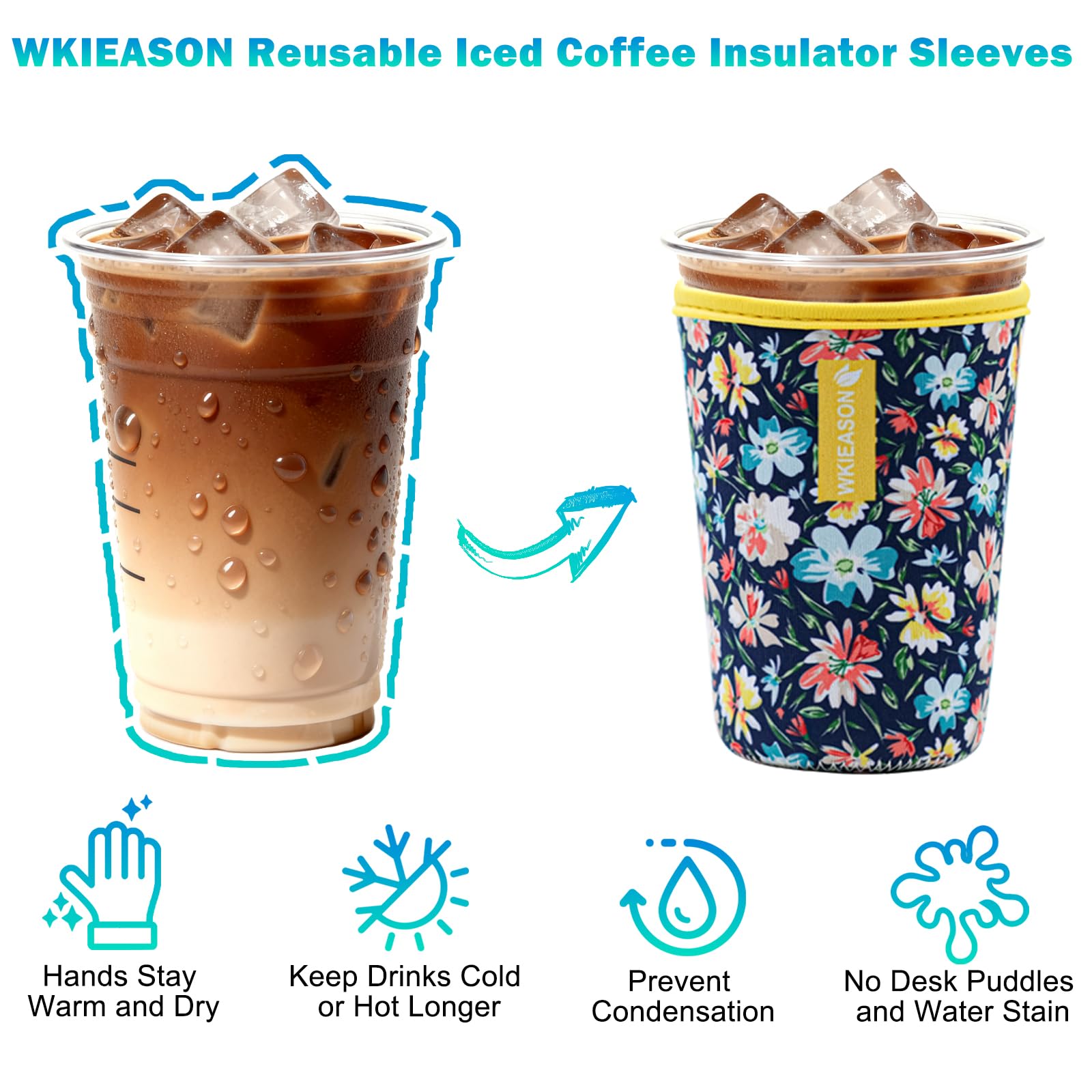 WK IEASON manga-aislante-cafe-frio plegable, fácil de transportar en cualquier bolso.