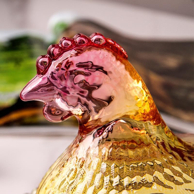 WKHOKI pieza decorativa de mesa en cristal con gallina.