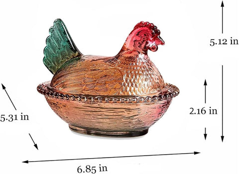 WKHOKI tazón de dulces en forma de gallina de cristal.