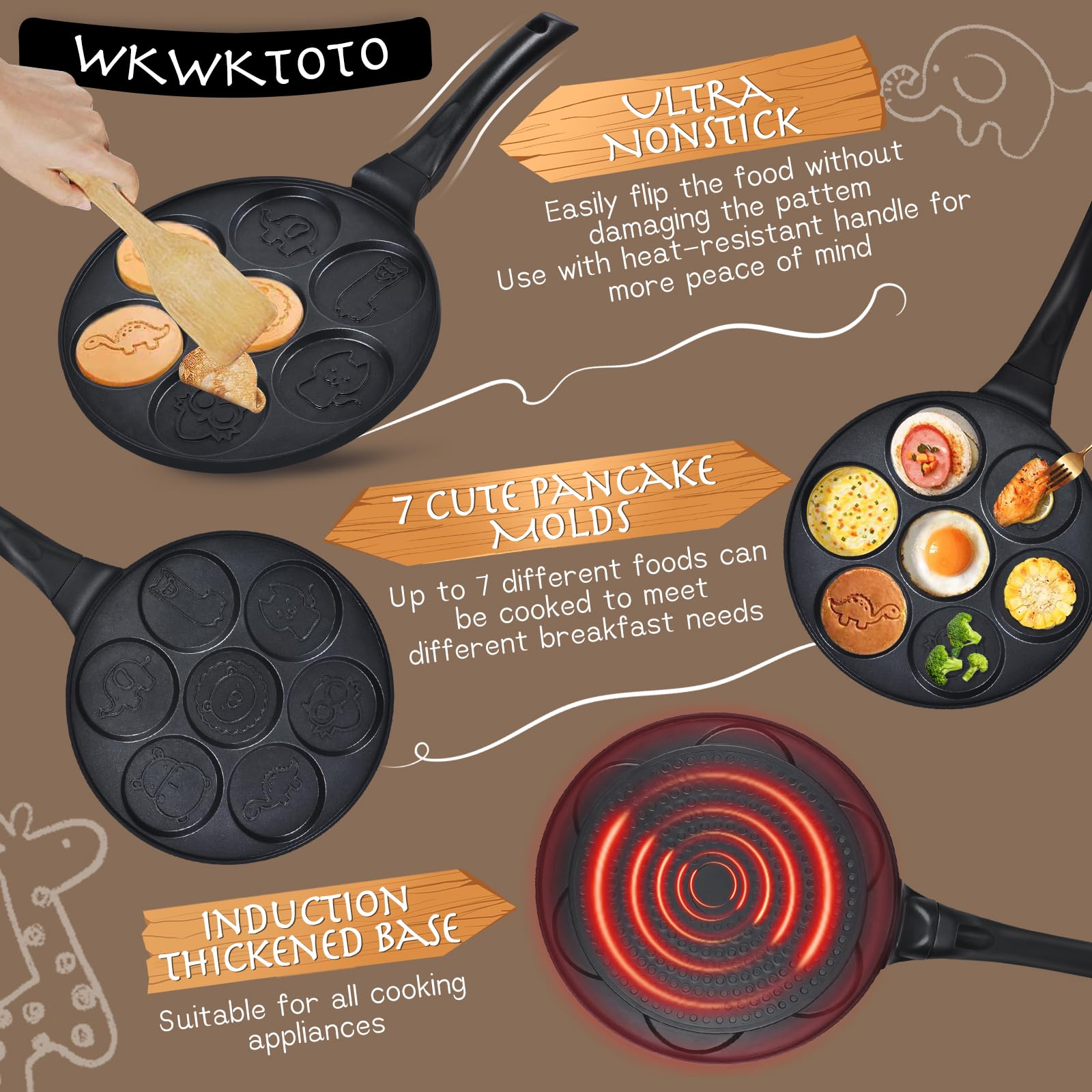 Pancake Maker WKWKTOTO de 10.5 pulgadas para porciones rápidas.