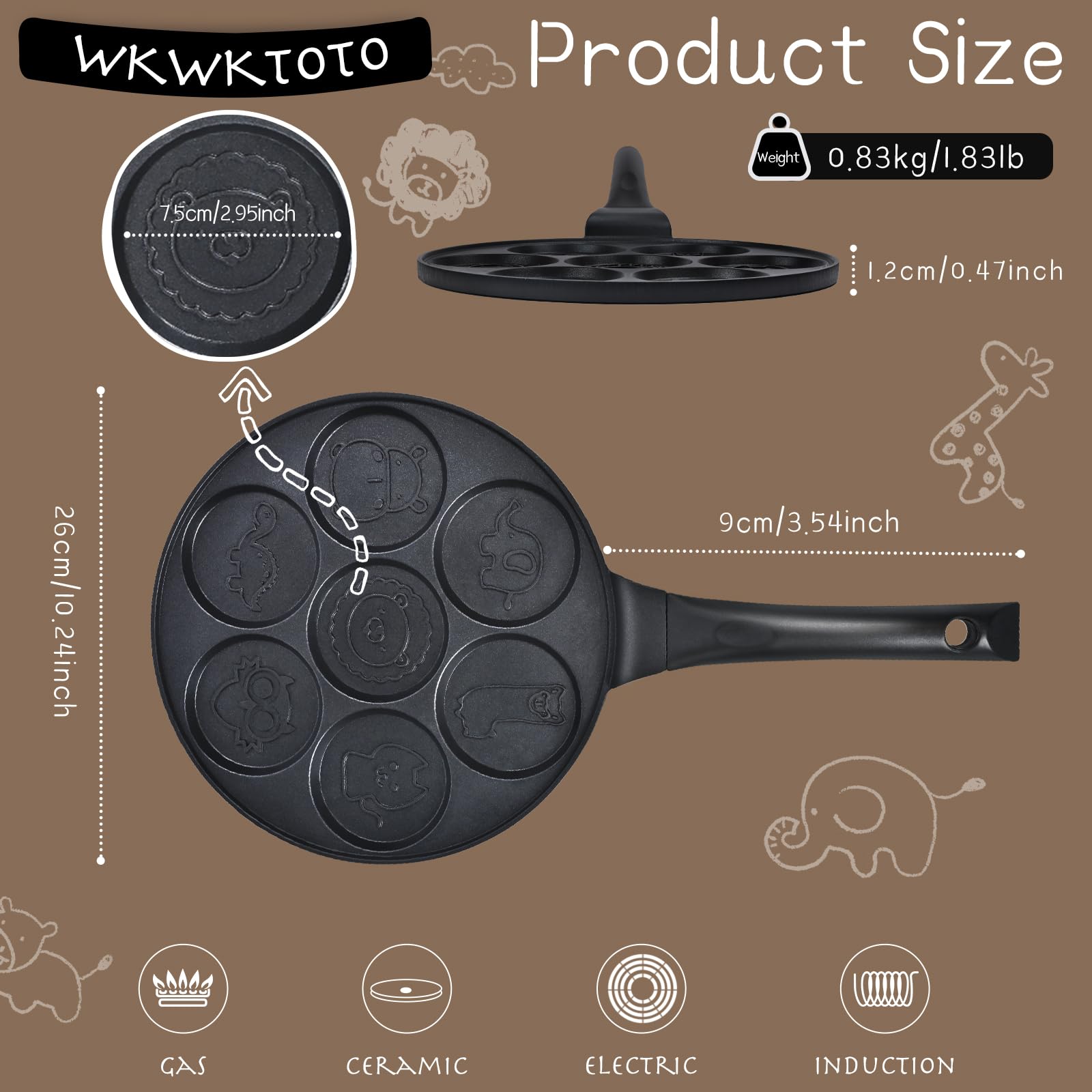 Pancake Maker WKWKTOTO apto para inducción y fogones variados.