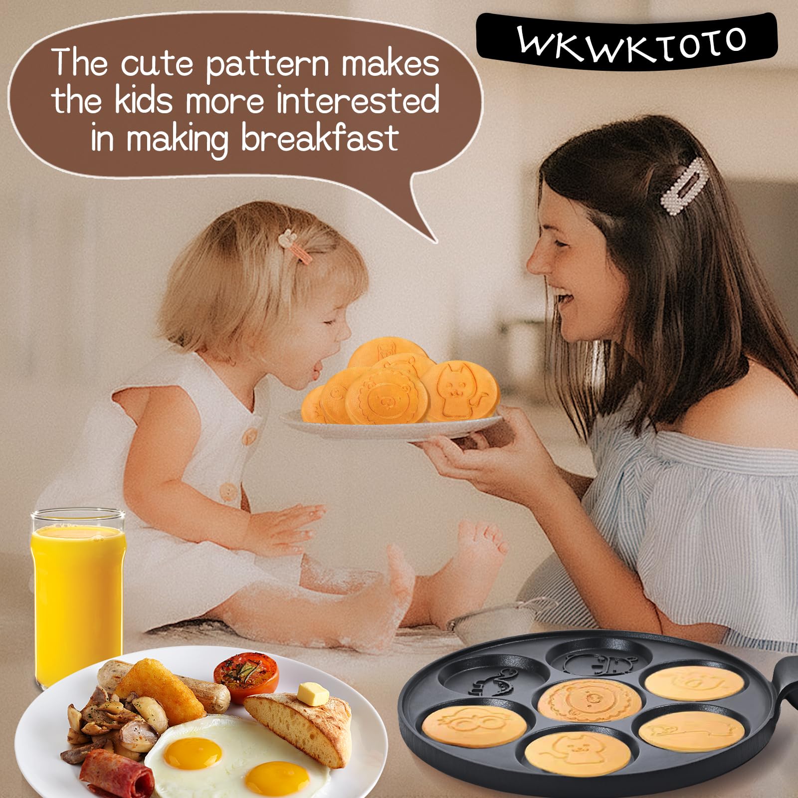 Superficie antiadherente de WKWKTOTO que facilita la limpieza tras el desayuno.