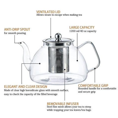 Conjunto para compartir té en vidrio elegante de la marca Wlasss