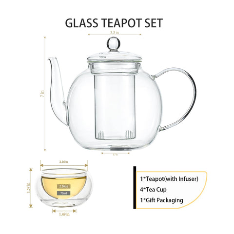 Tetera de vidrio borosilicato Wlasss apta para cocina y microondas.