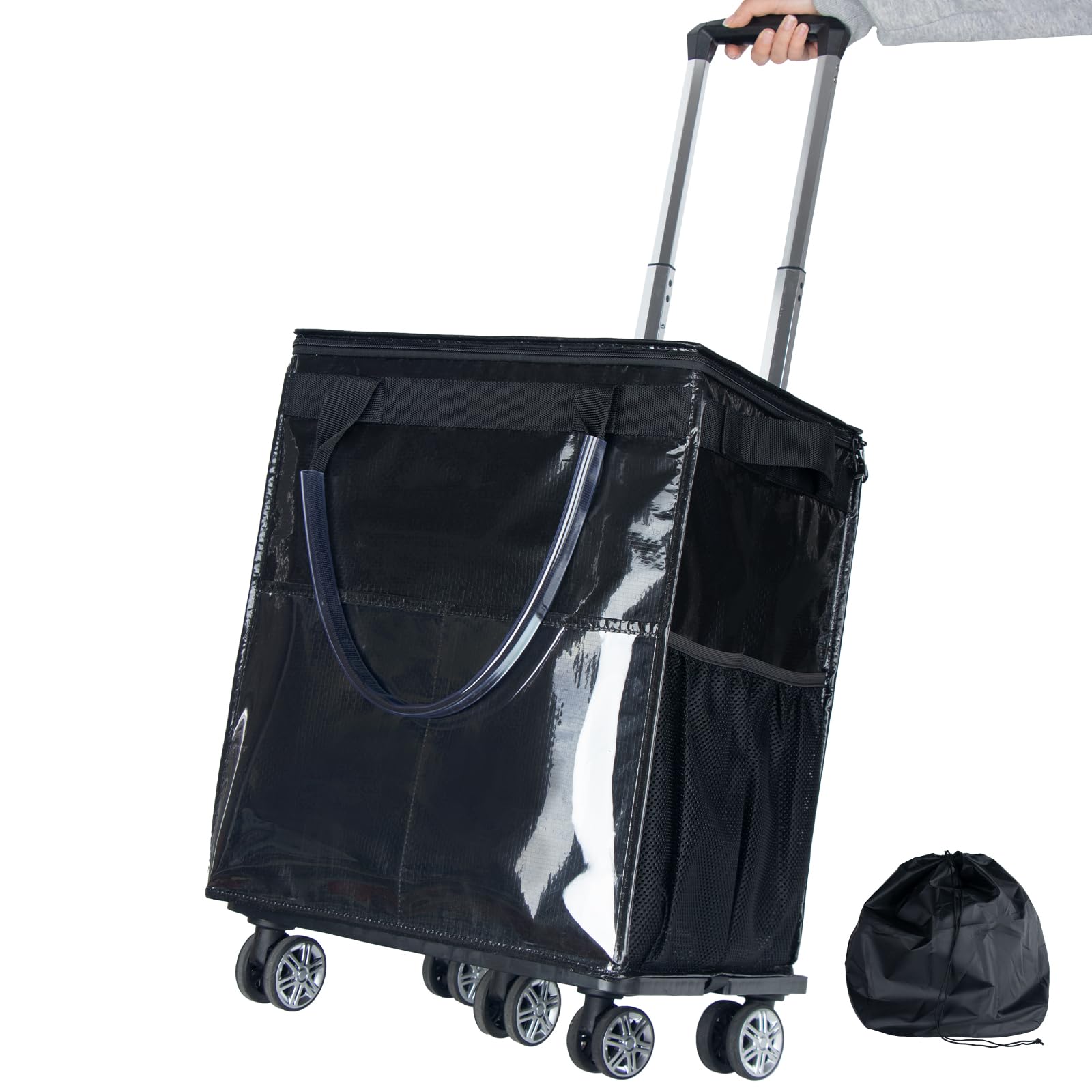 Wloskance carrito de mercado con ruedas 54L para compras fáciles.