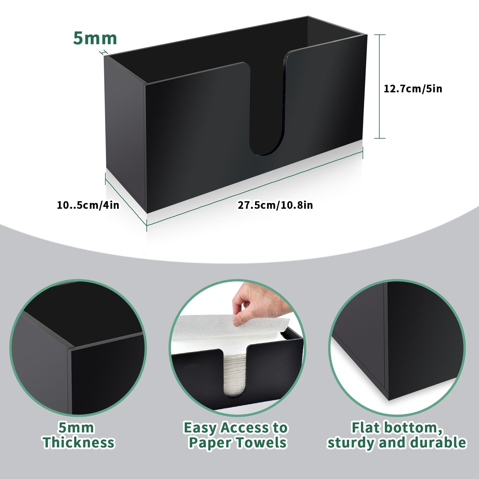 Acrílico negro de 5 mm, duradero y elegante para uso diario de Wltotuay