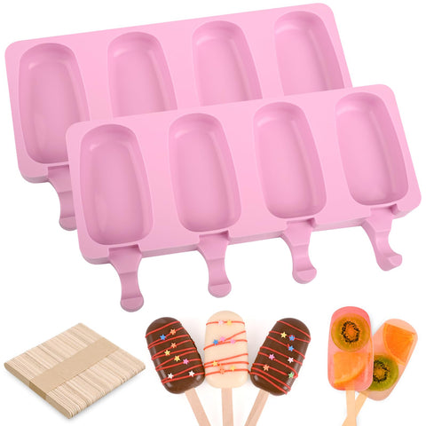 WMKGG moldes silicona para paletas rosa, desmolde fácil para paletas caseras