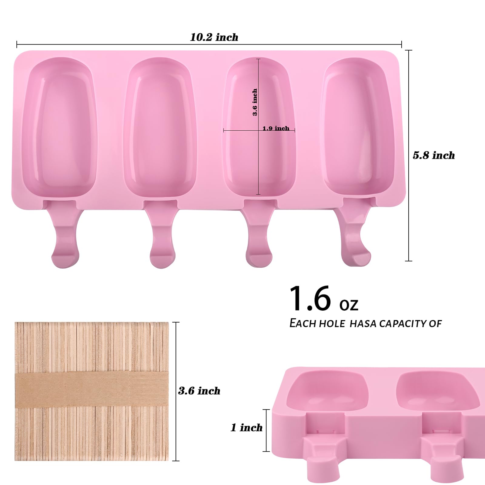 WMKGG 50 palitos de madera, base estable para paletas y dulces caseros