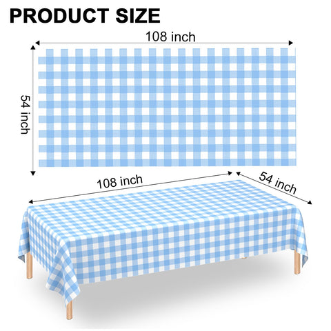 Mantel desechable WNINK azul claro a cuadros protege la mesa.