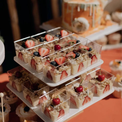 Presentación perfecta para fiestas y catering con vasos transparentes Wnqou.