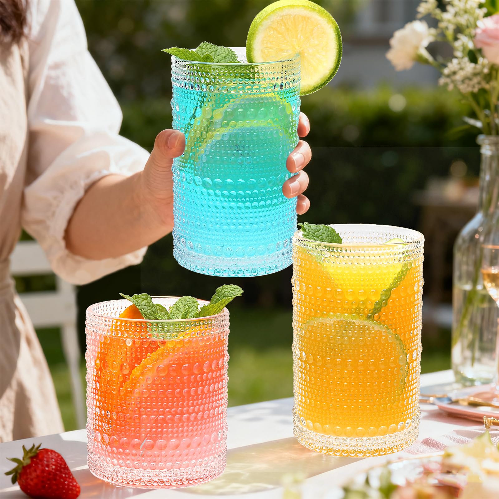 Transparente con diseño embossado Woaiwo-q, aporta estilo moderno a la mesa.