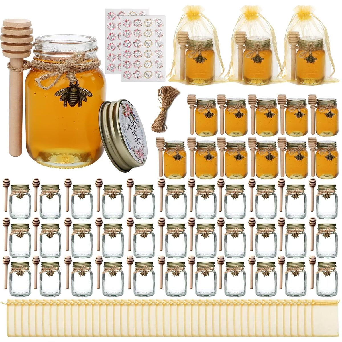 Frascos Woaiwo-q de miel de 2 onzas con tapa, ideales para regalo.