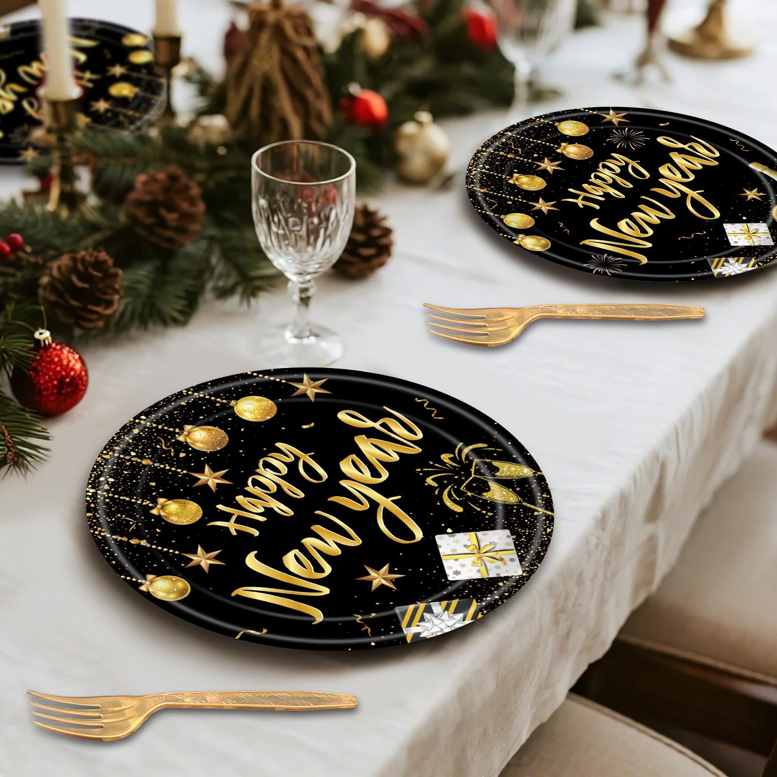 Wobeny diseño dorado para mesa con estrellas y reloj