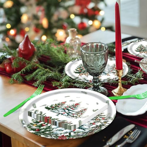 Wobeny mesa completa con set navideño, ideal para 24 invitados