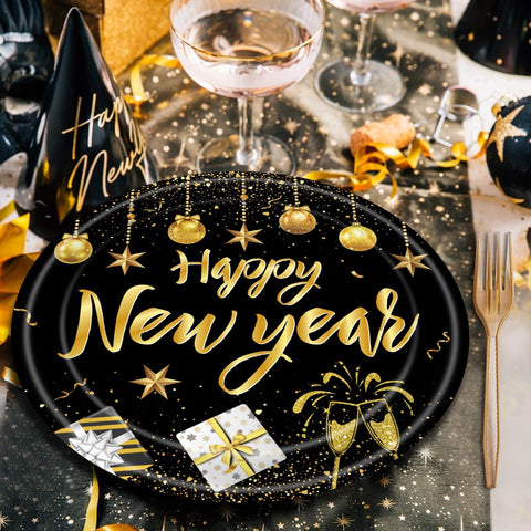 Wobeny servilletas Feliz Año Nuevo doradas para la mesa