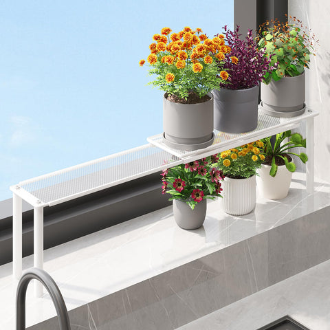 WOCHUANGSI estante expandible para ventana ideal para plantas en espacios reducidos