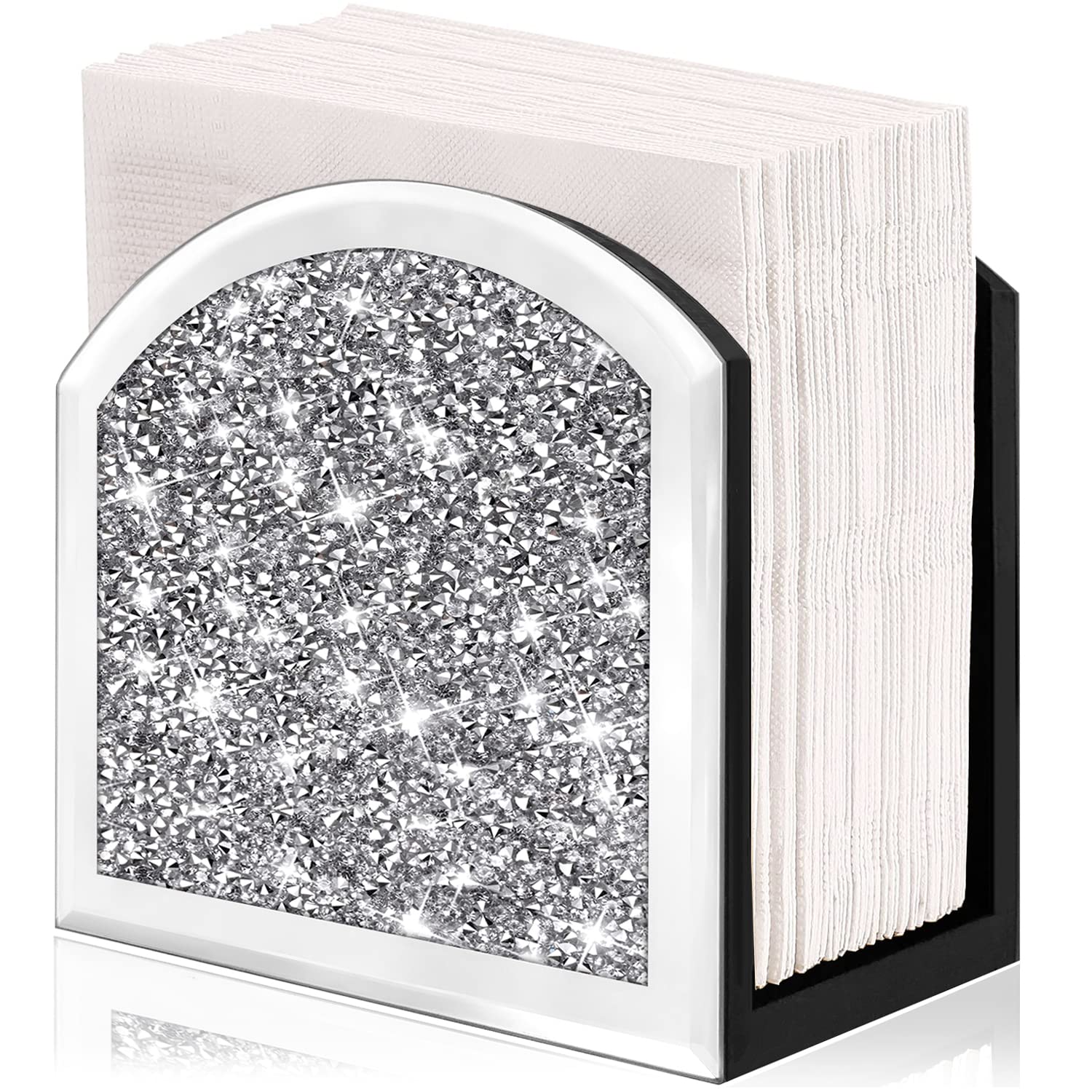 Porta servilletas Wocred con espejo y diamante, ideal para la mesa principal.