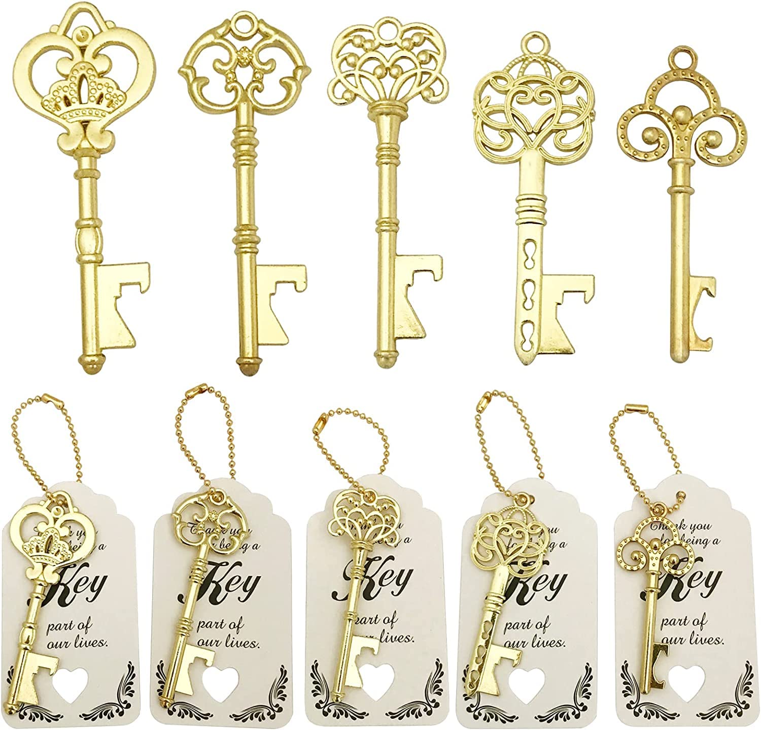 Abrebotellas en forma de llave dorada de WODEGIFT, recuerdo ideal de boda