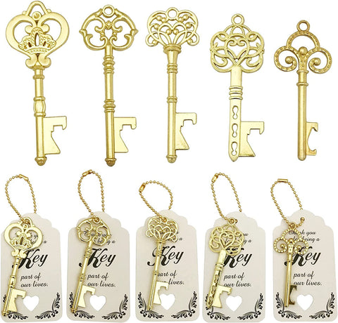 Abrebotellas en forma de llave dorada de WODEGIFT, recuerdo ideal de boda