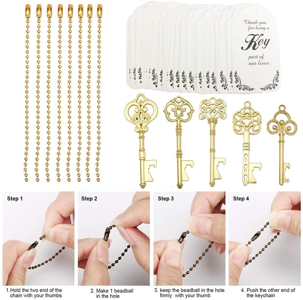 Detalle de abrelatas llave dorada de WODEGIFT para decoración de mesa